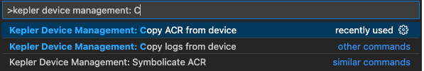 画面に「Vega Device Management: Copy ACR from device」の検索結果が表示されます。