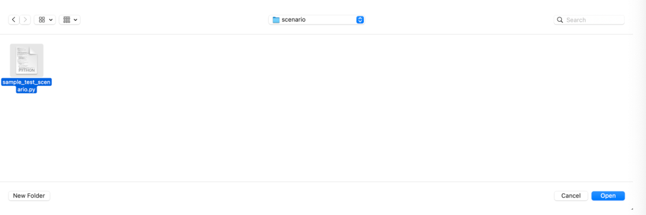 この図は、テストシナリオスクリプトを渡す方法を示しています
